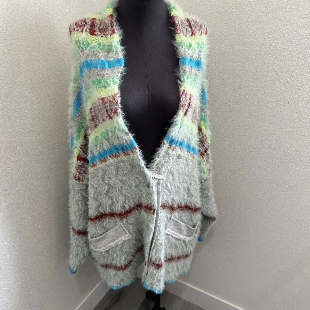 Free People Fair Weather Fuzzy Oversized‎ Women's Sweater Cardigan Size Small